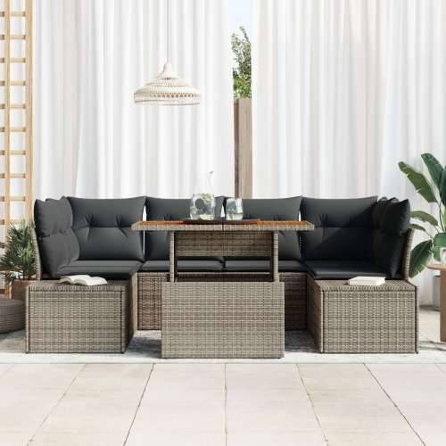 set od 7 komada vrtnih sofa s jastucima sivo poliratan Cijena