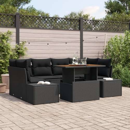 set vrtnih sofa od 7 dijelova s jastučićima crni poli ratan Cijena