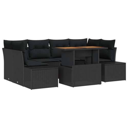 set vrtnih sofa od 7 dijelova s jastučićima crni poli ratan Cijena