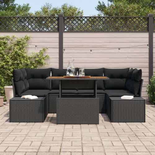 set vrtnih sofa od 7 dijelova s jastučićima crni poli ratan Cijena