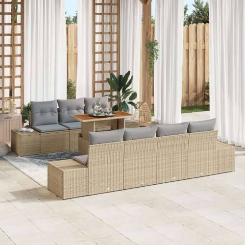 8-dijelni vrtni sofa set s jastučićima bež poli ratan Cijena
