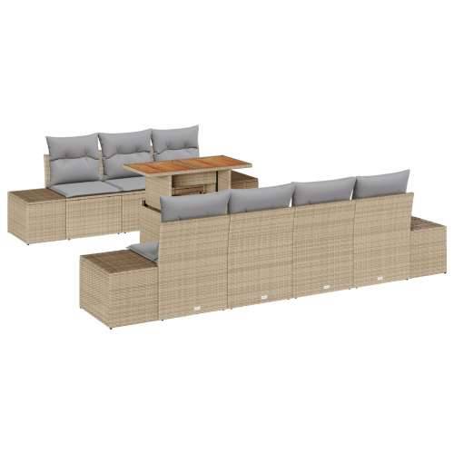8-dijelni vrtni sofa set s jastučićima bež poli ratan Cijena
