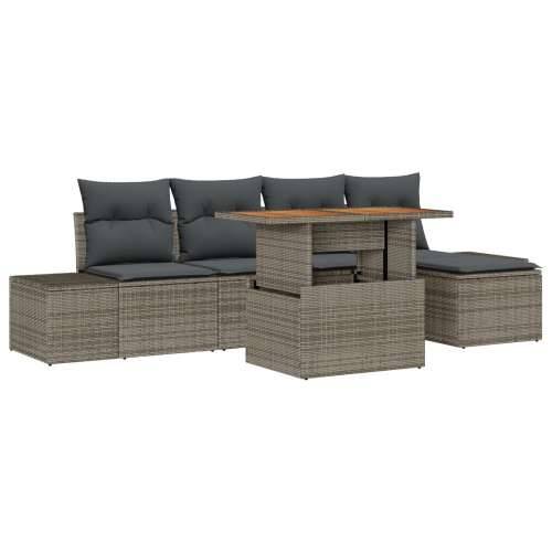 Set od 6 vrtnih sofa s jastučićima siva poli ratan Cijena