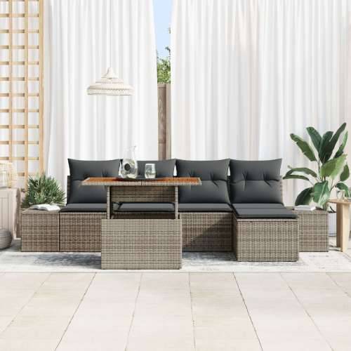 Set od 6 vrtnih sofa s jastučićima siva poli ratan Cijena