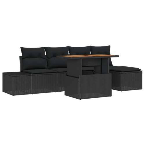 6-dijelni vrtni sofa set s jastučićima crni poli ratan Cijena