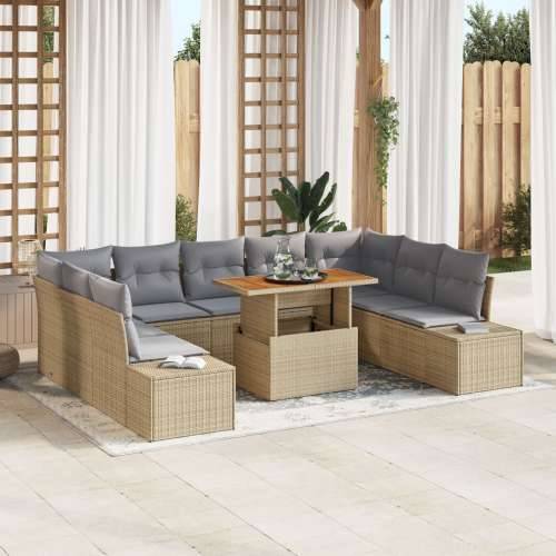 set od 10 komada vrtnih sofa s jastučićima bež poli ratan Cijena