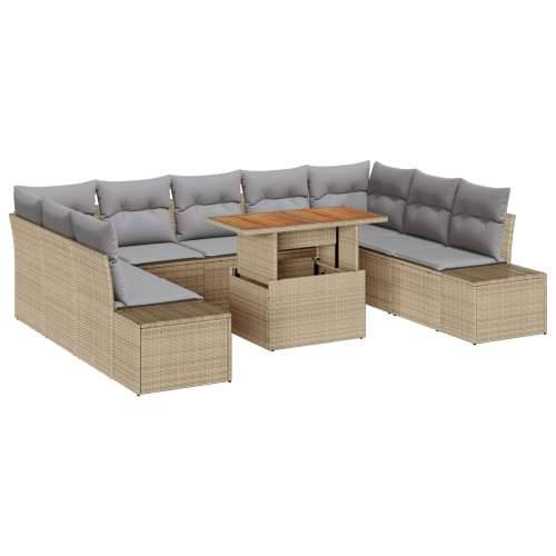 set od 10 komada vrtnih sofa s jastučićima bež poli ratan Cijena