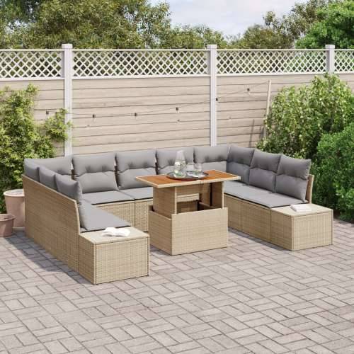 set od 10 komada vrtnih sofa s jastučićima bež poli ratan Cijena