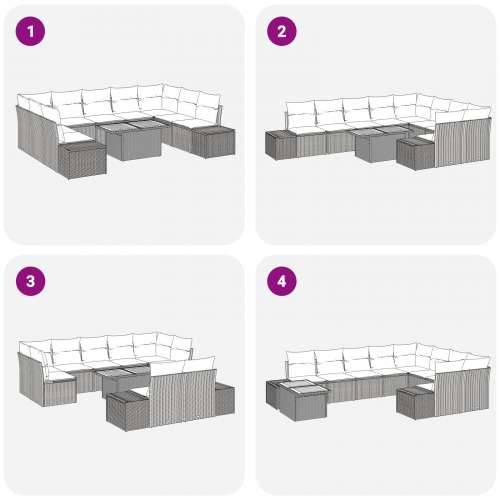 set od 10 komada vrtnih sofa s jastučićima bež poli ratan Cijena