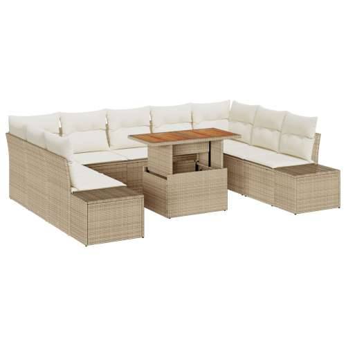 10-dijelni vrtni sofa set s jastučićima bež poli ratan Cijena