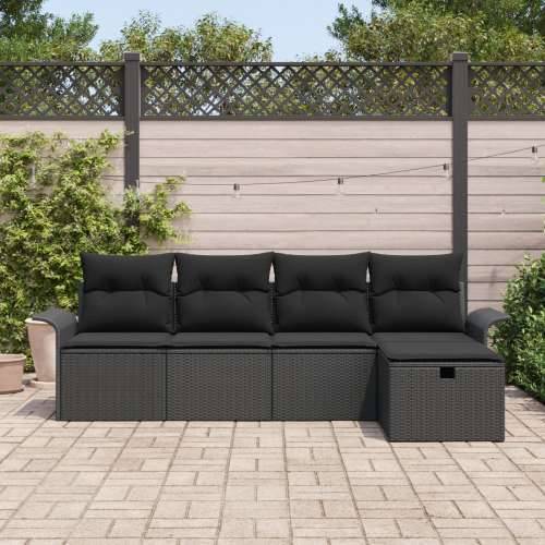 set od 5 vrtnih kauča s jastučićima crni poli rattan Cijena