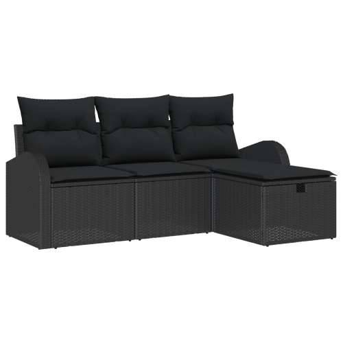 set od 4 vrtne sofe s jastučićima, crna, poli ratan Cijena