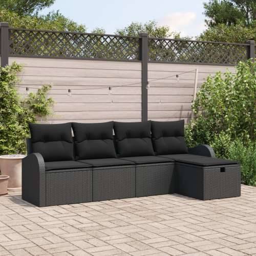 set od 5 vrtnih sofa s jastučićima crni poli ratan Cijena