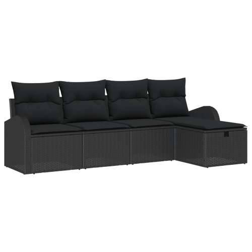 set od 5 vrtnih sofa s jastučićima crni poli ratan Cijena