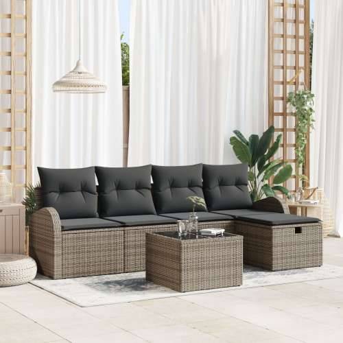 set od 6 dijelova vrtnih sofa s jastučićima siva poli ratan Cijena