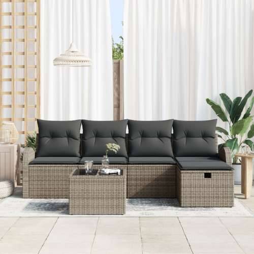 set od 6 dijelova vrtnih sofa s jastučićima siva poli ratan Cijena