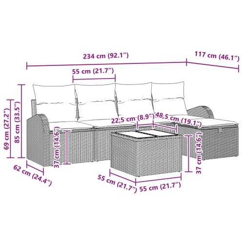 set od 6 dijelova vrtnih sofa s jastučićima siva poli ratan Cijena