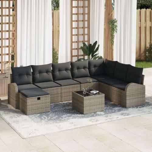 Set od 9 vrtnih sofa s jastučićima siva poli ratan Cijena