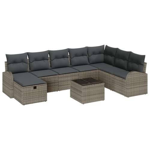 Set od 9 vrtnih sofa s jastučićima siva poli ratan Cijena