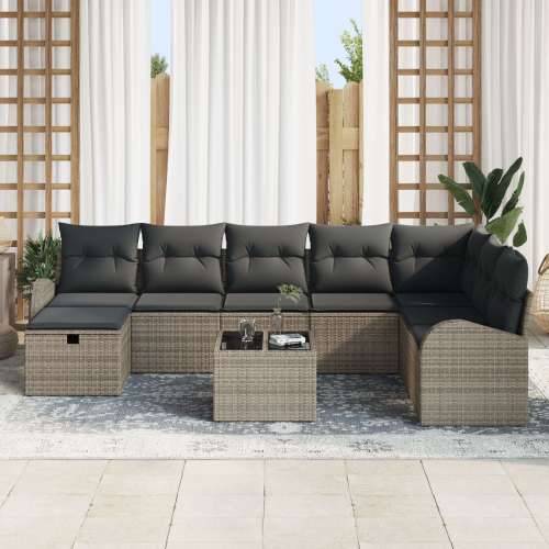 Set od 9 vrtnih sofa s jastučićima siva poli ratan Cijena