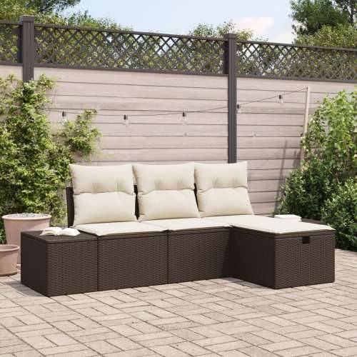 Set od 4 dijela vrtnih sofa s jastučićima smeđi poli ratan Cijena