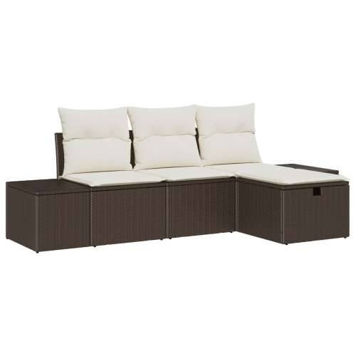 Set od 4 dijela vrtnih sofa s jastučićima smeđi poli ratan Cijena