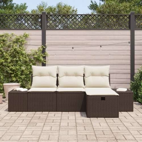 Set od 4 dijela vrtnih sofa s jastučićima smeđi poli ratan Cijena