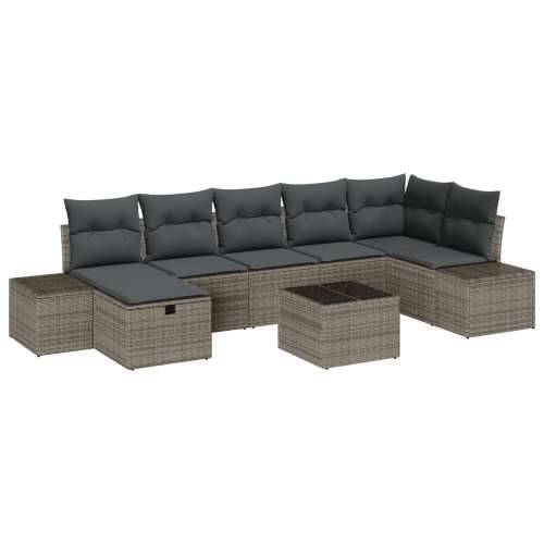 set od 8 dijelova vrtnih sofa s jastučićima siva poli ratan Cijena