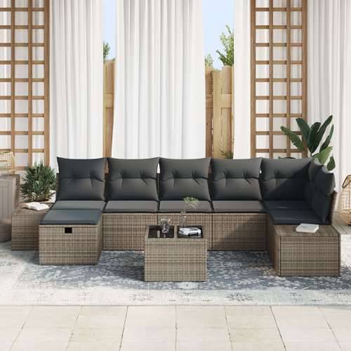 set od 8 dijelova vrtnih sofa s jastučićima siva poli ratan Cijena
