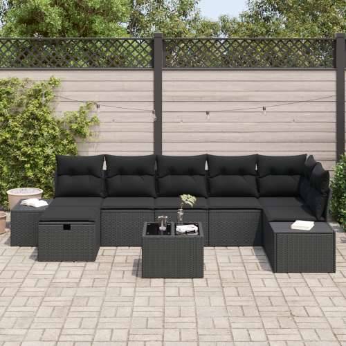 set vrtnih sofa od 8 komada s jastučićima Crna Poli ratan Cijena