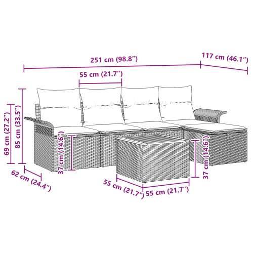 6-dijelni Vrtni Sofa Set s Jastučićima Siva Poli Ratan Cijena