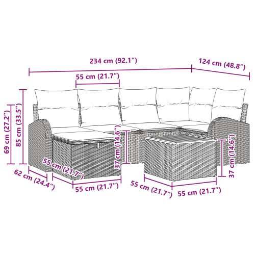 Set vrtnih sofa od 7 dijelova s jastučićima Crna Poli Ratan Cijena