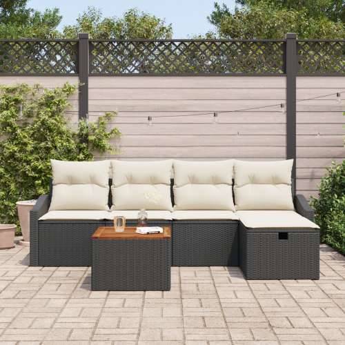 6-dijelni vrtni sofa set s jastučićima crni poliratan Cijena