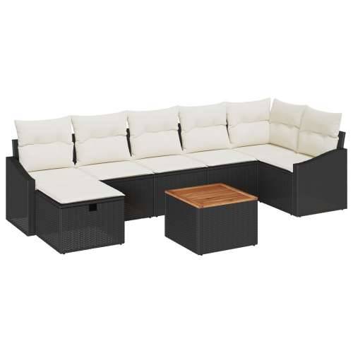 Set od 8 vrtnih sofa sa jastučićima crni poli ratan Cijena