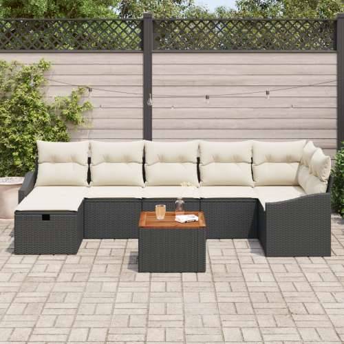 Set od 8 vrtnih sofa sa jastučićima crni poli ratan Cijena