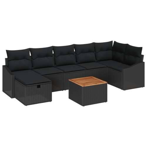 8-dijelni vrtni sofa set s jastučićima crni poliratan Cijena