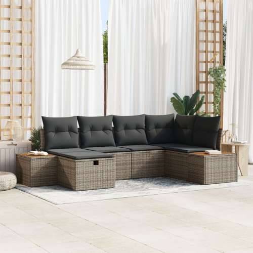 Set od 6 komada vrtnih sofa s jastučićima - Siva Poli Ratan Cijena