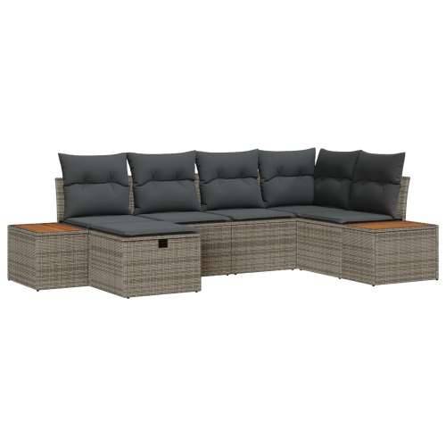 Set od 6 komada vrtnih sofa s jastučićima - Siva Poli Ratan Cijena