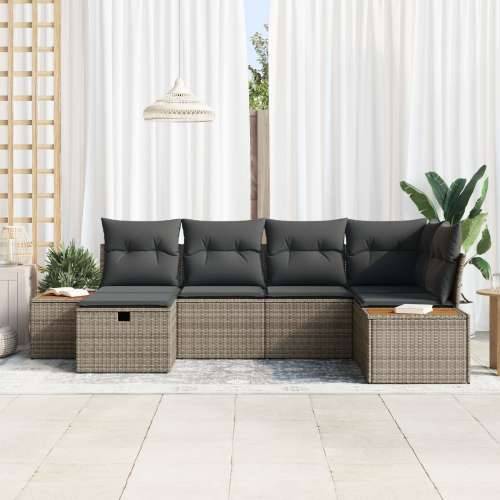 Set od 6 komada vrtnih sofa s jastučićima - Siva Poli Ratan Cijena