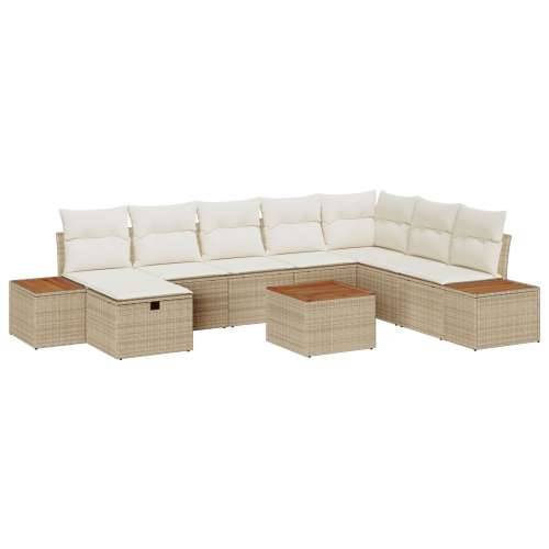 9-dijelni Vrtni Sofa Set s Jastučićima Bež Poli Ratan Cijena