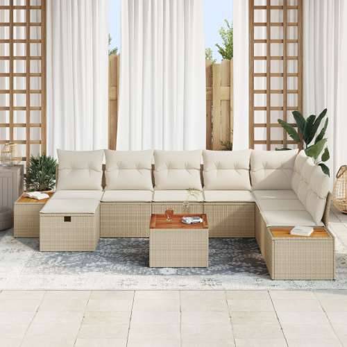 9-dijelni Vrtni Sofa Set s Jastučićima Bež Poli Ratan Cijena