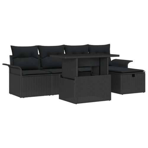 Set od 6 vrtnih sofa s jastučićima crni poli ratan Cijena