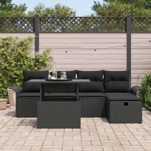 Set od 6 vrtnih sofa s jastučićima crni poli ratan Cijena