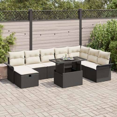 Set vrtnih sofa od 9 komada s jastucima crni poli ratan Cijena