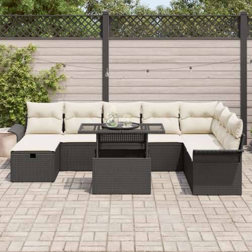 Set vrtnih sofa od 9 komada s jastucima crni poli ratan Cijena