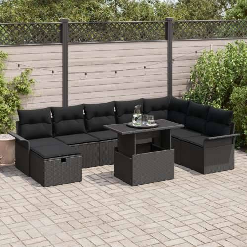 set vrtnih sofa s jastucima crni poli ratan Cijena