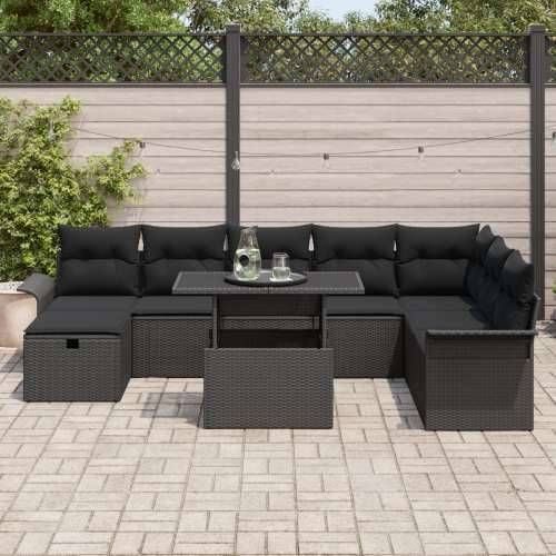 set vrtnih sofa s jastucima crni poli ratan Cijena
