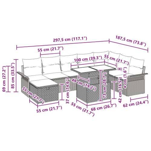 set vrtnih sofa s jastucima crni poli ratan Cijena