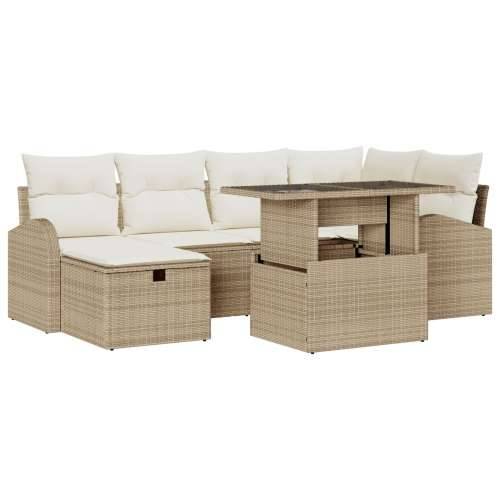 Set od 7 dijelova vrtnih sofa s jastučićima bež poli ratan Cijena
