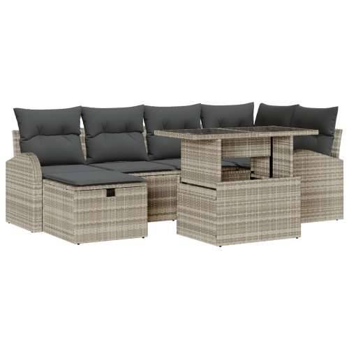 7-dijelni vrtni sofa set s jastučićima svijetlo smeđi poli ratan Cijena